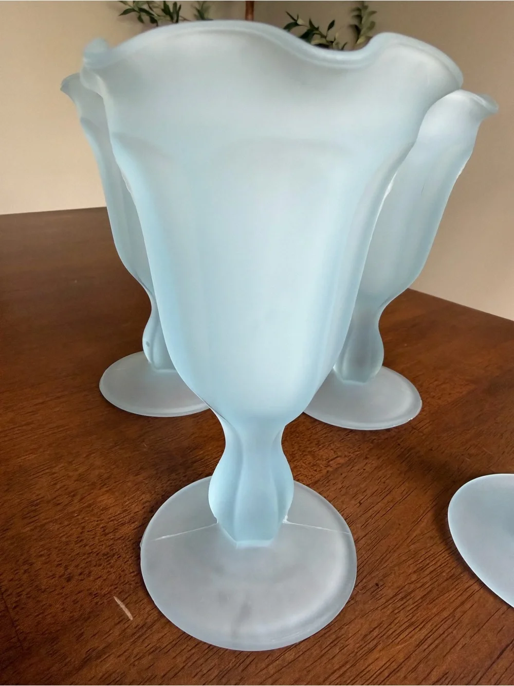 1970s Indiana Glass fountainware sundae glasses.